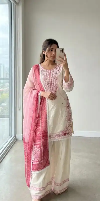 AD 233 White in White Satin Rayon Digital Print & Embroidery Work Salwar Suit . Festive Deal ₹2449. Delivery 4-6 Working Days. Shop now. | Jump Suits, Salwar suit, Designer Suits, Casual Suits, Creative suits, Palazzo Suits, Party Wear Suits, Patiala Suits, Straight Suits