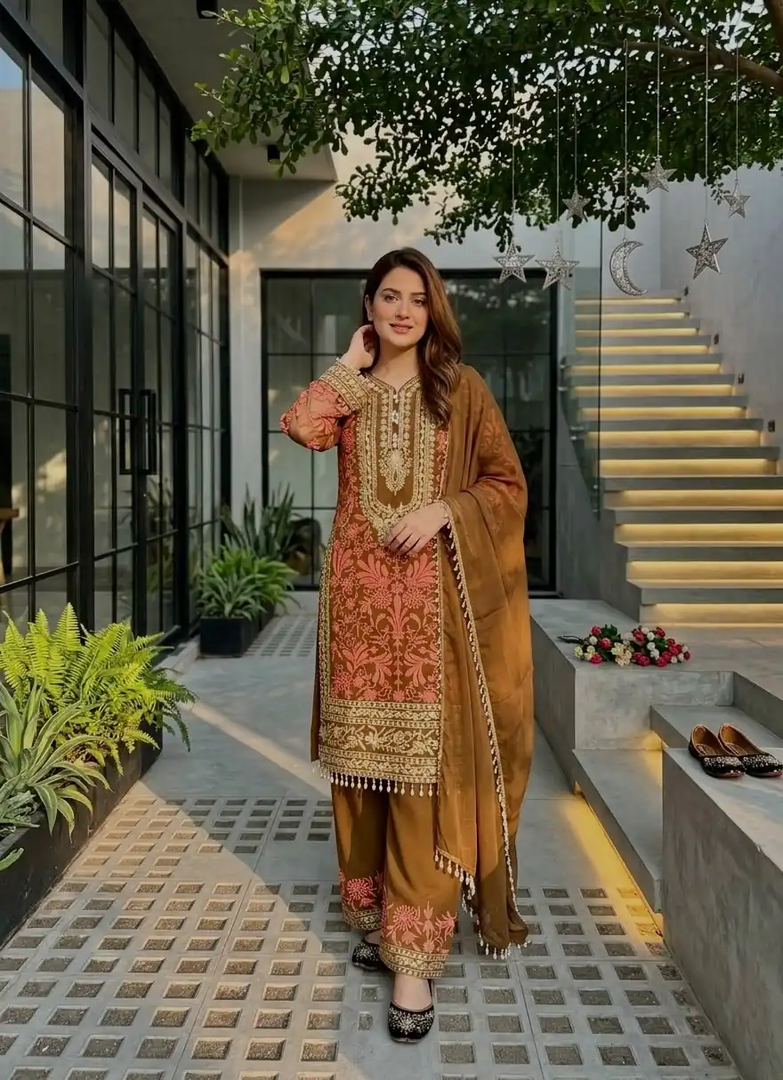 KF 1729 Brown Diamond Georgette Salwar Suit with Sequins Work & Embroidery Work. Introductory Price ₹2399. Delivery 4-6 Working Days. Shop now. | Jump Suits, Salwar suit, Designer Suits, Casual Suits, Creative suits, Palazzo Suits, Party Wear Suits, Patiala Suits, Straight Suits