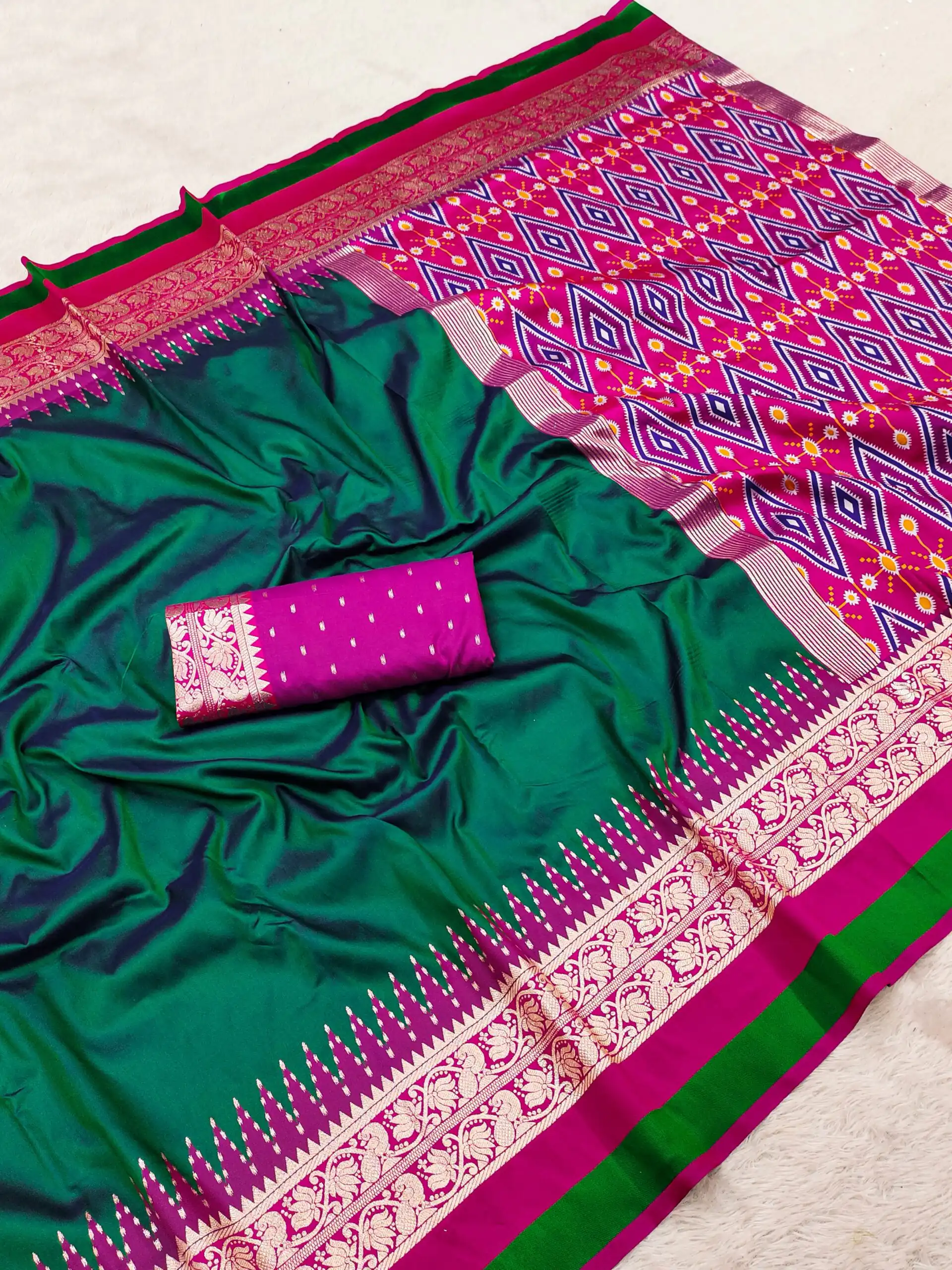 MB 261 Green | Purple Soft Crafted Saree with Moti Work & Zari Work. Now at just ₹1999. Delivery 4-6 Working Days. Shop now. | Sarees, Bollywood Sarees, Creative Sarees, Designer Sarees, Embroidered Sarees, Ethnic Saree, Modern Digital sarees, Party Wear Sarees