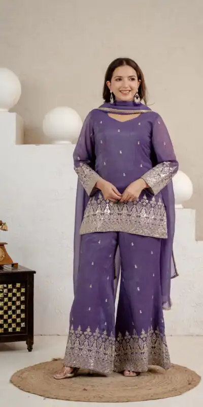 MD 3103 Lavender Crunchy Silk Salwar Suit with Embroidery Work & Sequins Work. Exclusive Offer ₹2399. Delivery 4-6 Working Days. Shop now. | Jump Suits, Salwar suit, Designer Suits, Casual Suits, Creative suits, Palazzo Suits, Party Wear Suits, Patiala Suits, Straight Suits