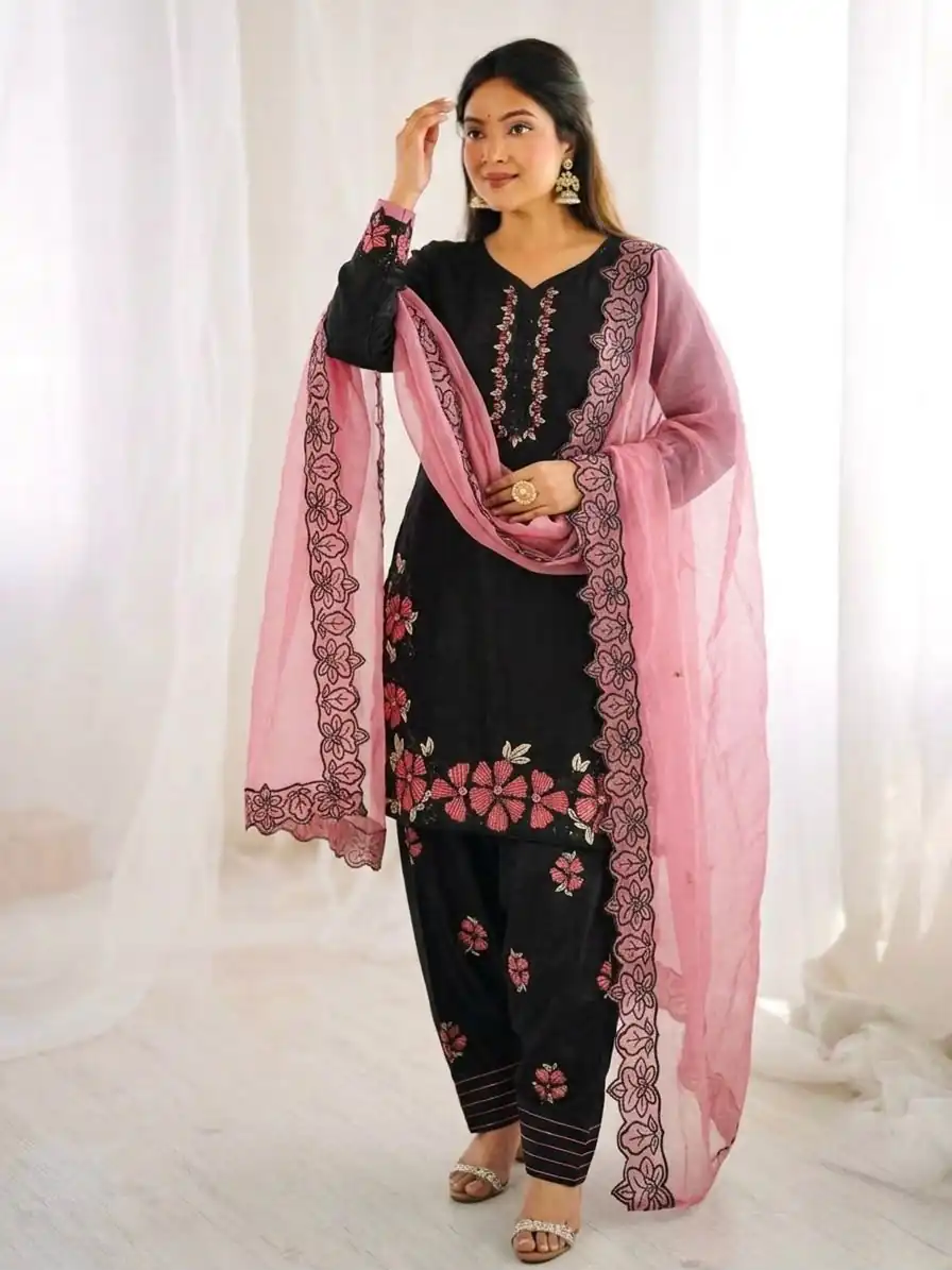SR 1709 Pink Color Roman Silk Salwar Suit with Embroidery Work. Available at ₹2399 only. Delivery 4-6 Working Days. Shop now. | Jump Suits, Salwar suit, Designer Suits, Casual Suits, Creative suits, Palazzo Suits, Party Wear Suits, Patiala Suits, Straight Suits