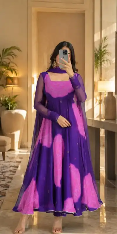 KD 1635 Purple | Faux Georgette Salwar Suit with Lace Work & Digital Print. Introductory Price ₹2399. Delivery 4-6 Working Days. Shop now. | Anarkali Suits, Bollywood Anarkali, Creative-Anarkali, Designer Anarkali, Embroidered Anarkali, Party Wear Anarkali, Salwar suit