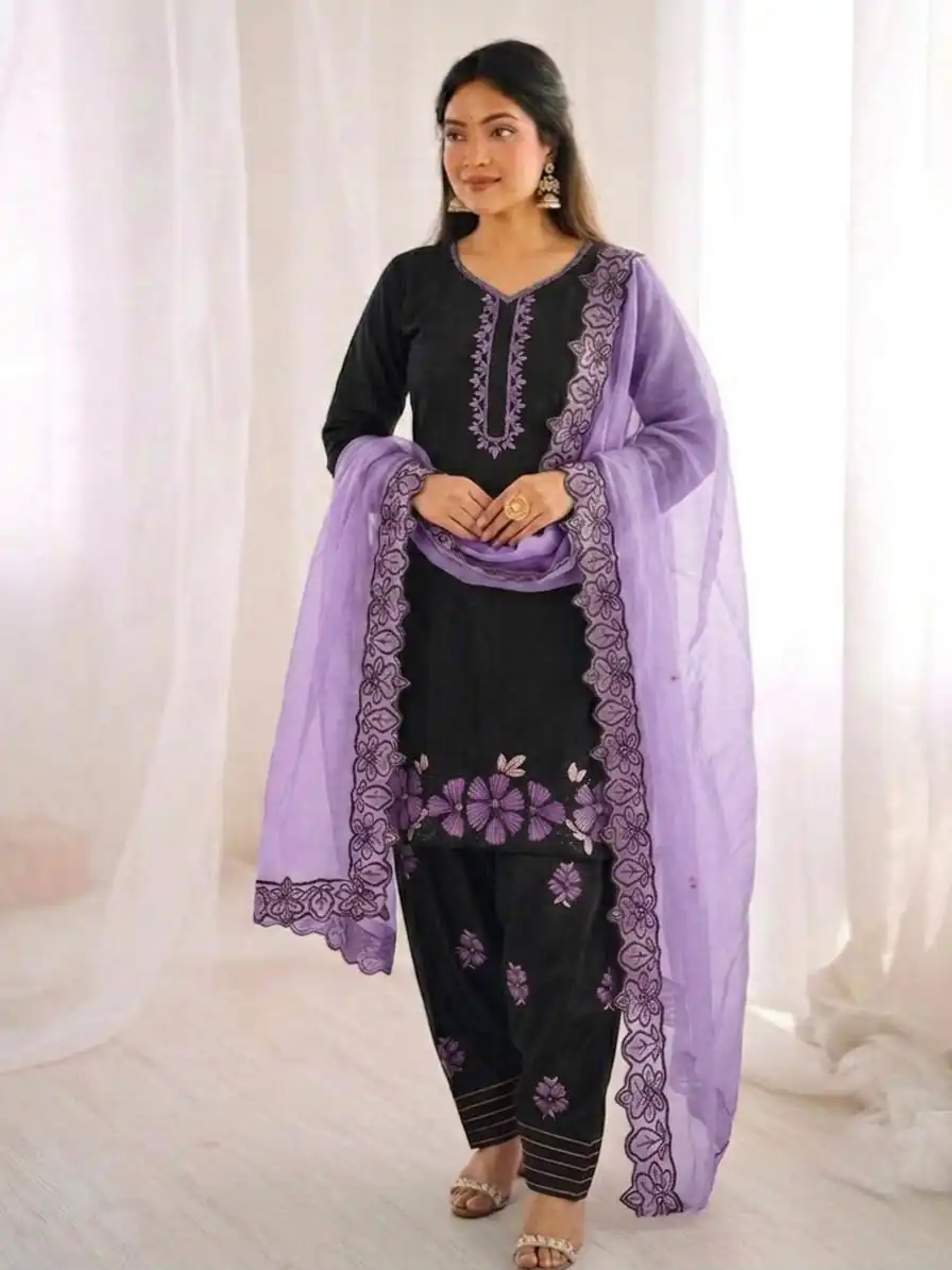 SR 1709 Purple Color Roman Silk Salwar Suit with Embroidery Work. Available at ₹2399 only. Delivery 4-6 Working Days. Shop now. | Jump Suits, Salwar suit, Designer Suits, Casual Suits, Creative suits, Palazzo Suits, Party Wear Suits, Patiala Suits, Straight Suits