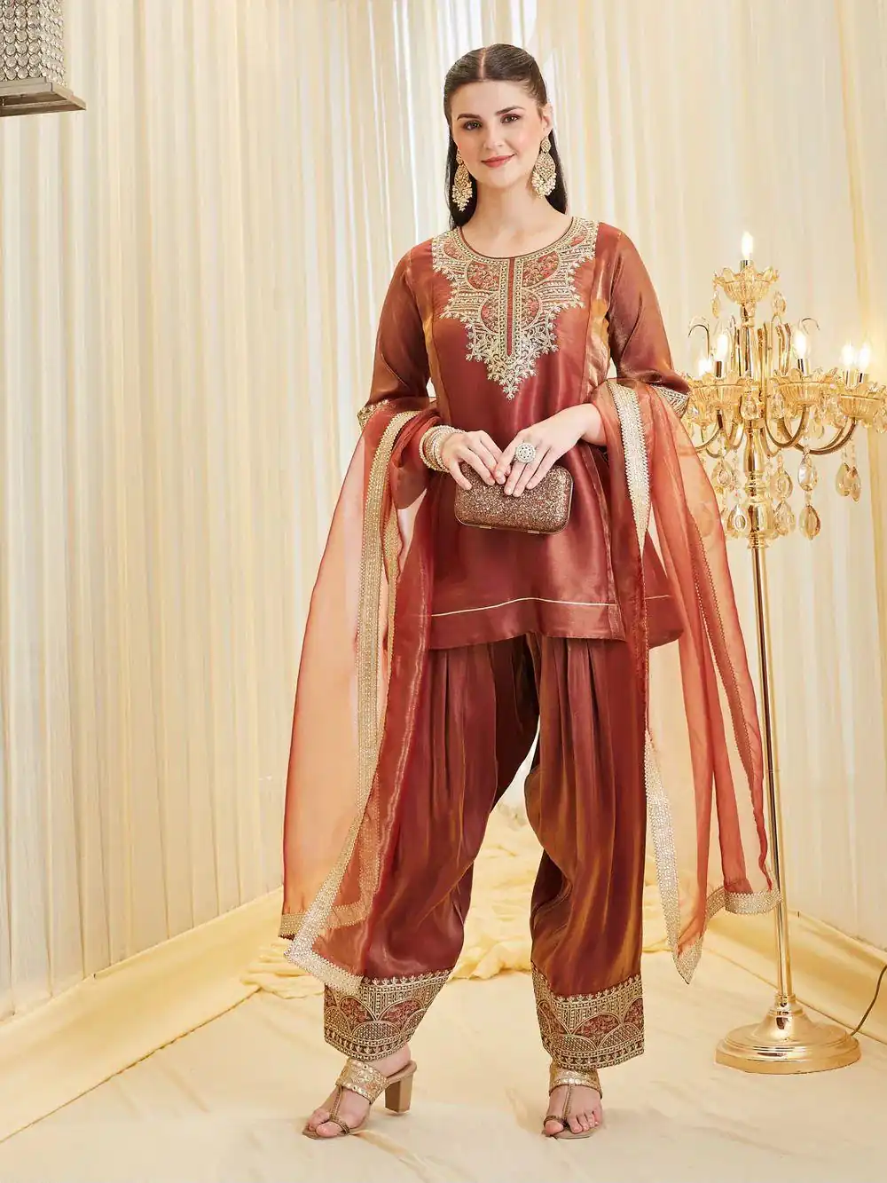 KF 1728 Rust Silk Salwar Suit Perfect for Wedding, Party, Family Gatherings, Onam, Engagement – . Affordable Price ₹2099. Delivery 4-6 Working Da | Jump Suits, Salwar suit, Designer Suits, Casual Suits, Creative suits, Palazzo Suits, Party Wear Suits, Patiala Suits, Straight Suits