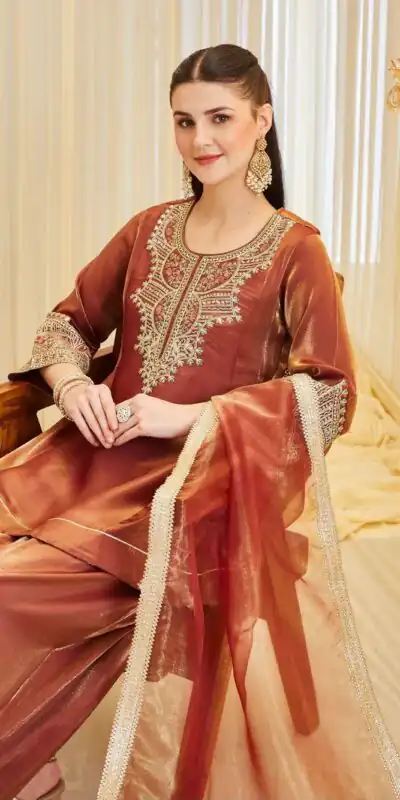 KF 1728 Rust Silk Salwar Suit Perfect for Wedding, Party, Family Gatherings, Onam, Engagement – . Affordable Price ₹2099. Delivery 4-6 Working Da | Jump Suits, Salwar suit, Designer Suits, Casual Suits, Creative suits, Palazzo Suits, Party Wear Suits, Patiala Suits, Straight Suits