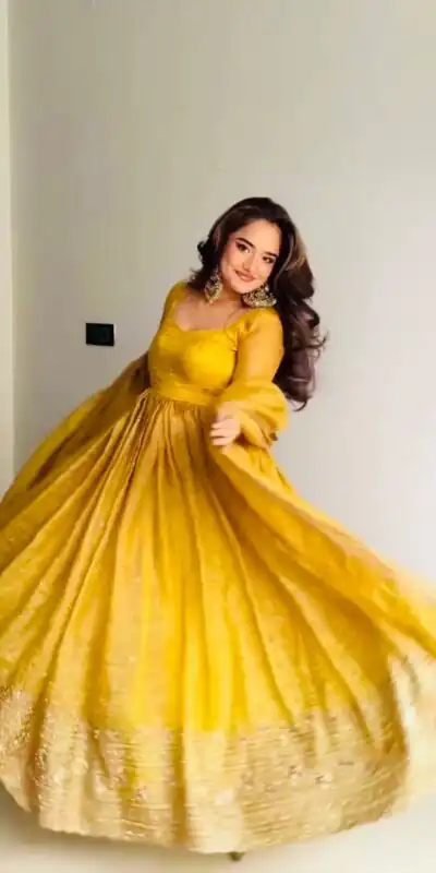 ZF 6012 Yellow in Gold Crush Zari Work & Embroidery Work Gown . Affordable Price ₹2149. Delivery 4-6 Working Days. Shop now. | Gowns, Bollywood Gowns, Creative Gowns, Designer Gowns, Embroidered Gowns, Party Wear Gowns
