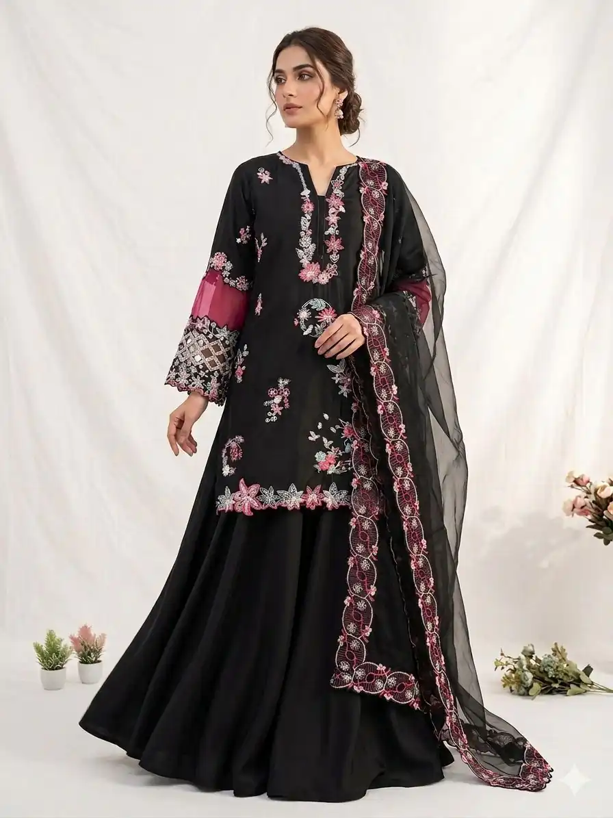 LG 2116 Black Crape Silk with Embroidery Work Salwar Suit . Introductory Price ₹2149. Delivery 4-6 Working Days. Shop now. | Jump Suits, Salwar suit, Designer Suits, Casual Suits, Creative suits, Palazzo Suits, Party Wear Suits, Patiala Suits, Straight Suits