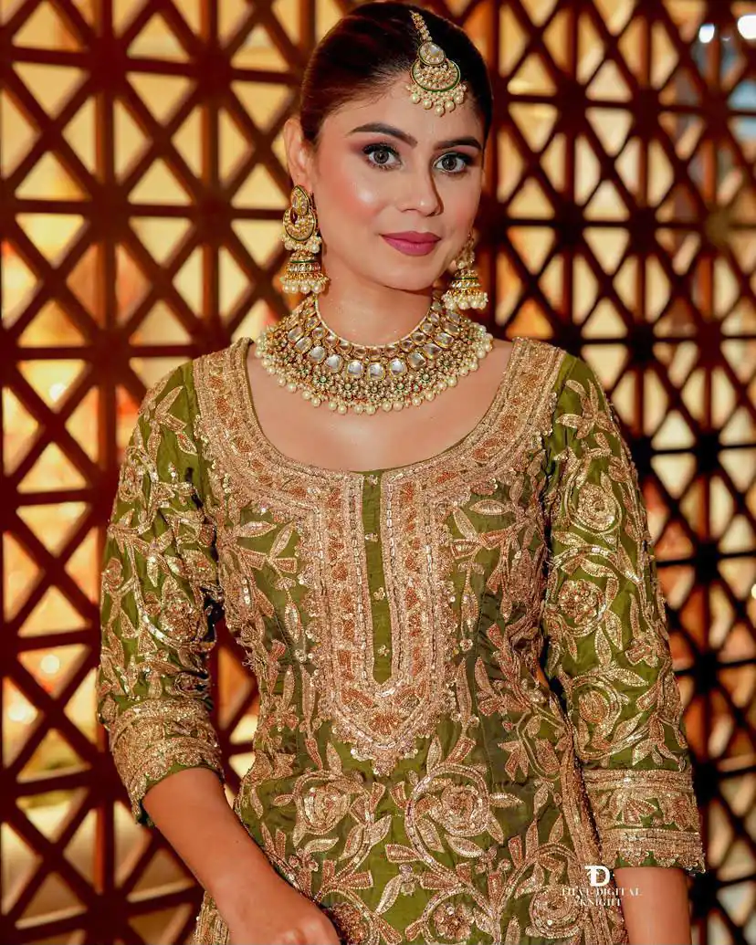 ZD 10095 Mehendi | Chinon Silk Salwar Suit with Sequins Work & Embroidery Work. Exclusive Offer ₹2449. Delivery 4-6 Working Days. Shop now. | Jump Suits, Salwar suit, Designer Suits, Casual Suits, Creative suits, Palazzo Suits, Party Wear Suits, Patiala Suits, Straight Suits