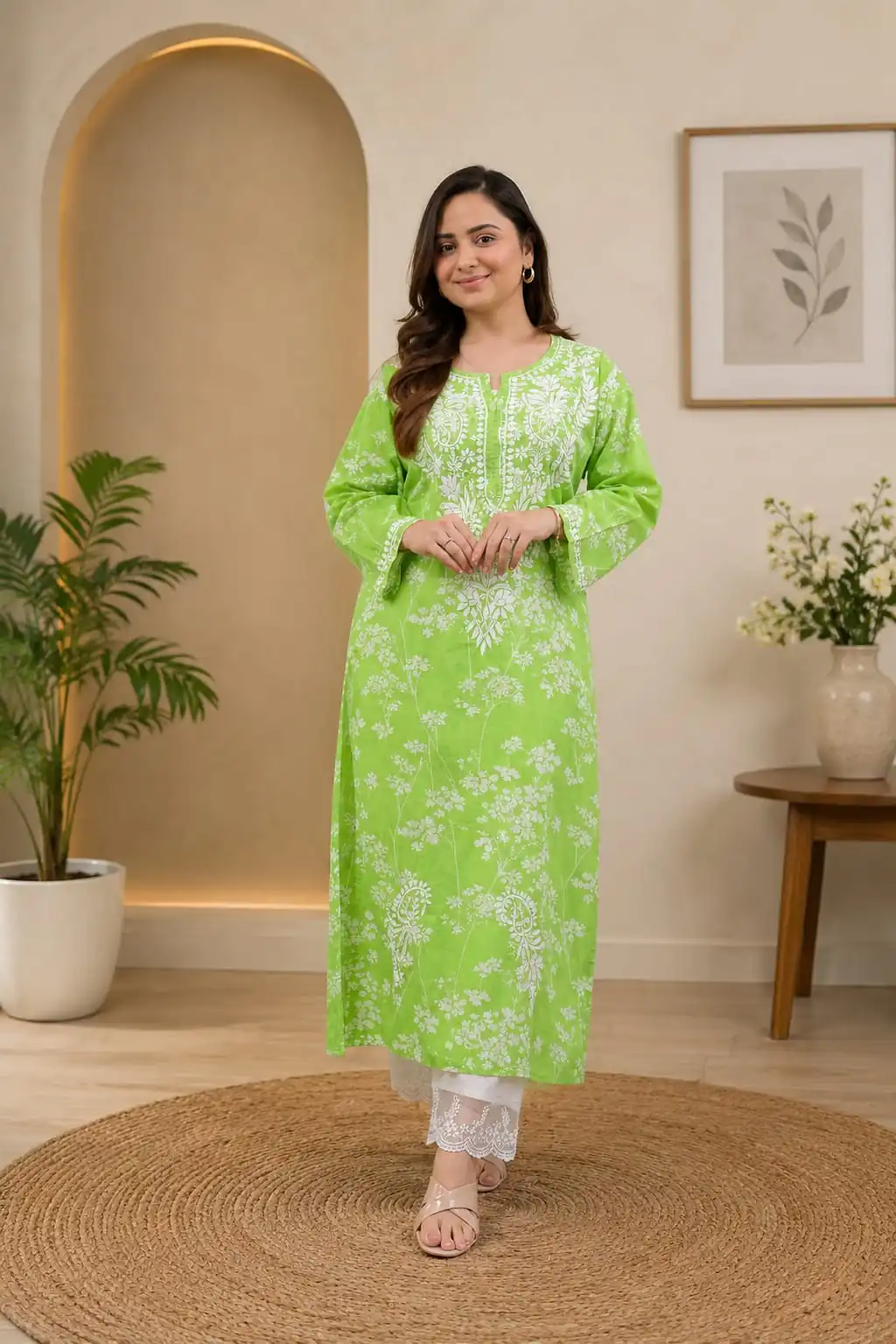 MF 1130 Parrot Green in Colour Poly Cotton Chikenkari Work & Lace Work Kurti . Festive Deal ₹1499. Delivery 4-6 Working Days. Shop now. | Kurti, Bollywood Kurti, Creative Kurtis, Designer Kurti, Party Wear Kurti, Selfie Kurti