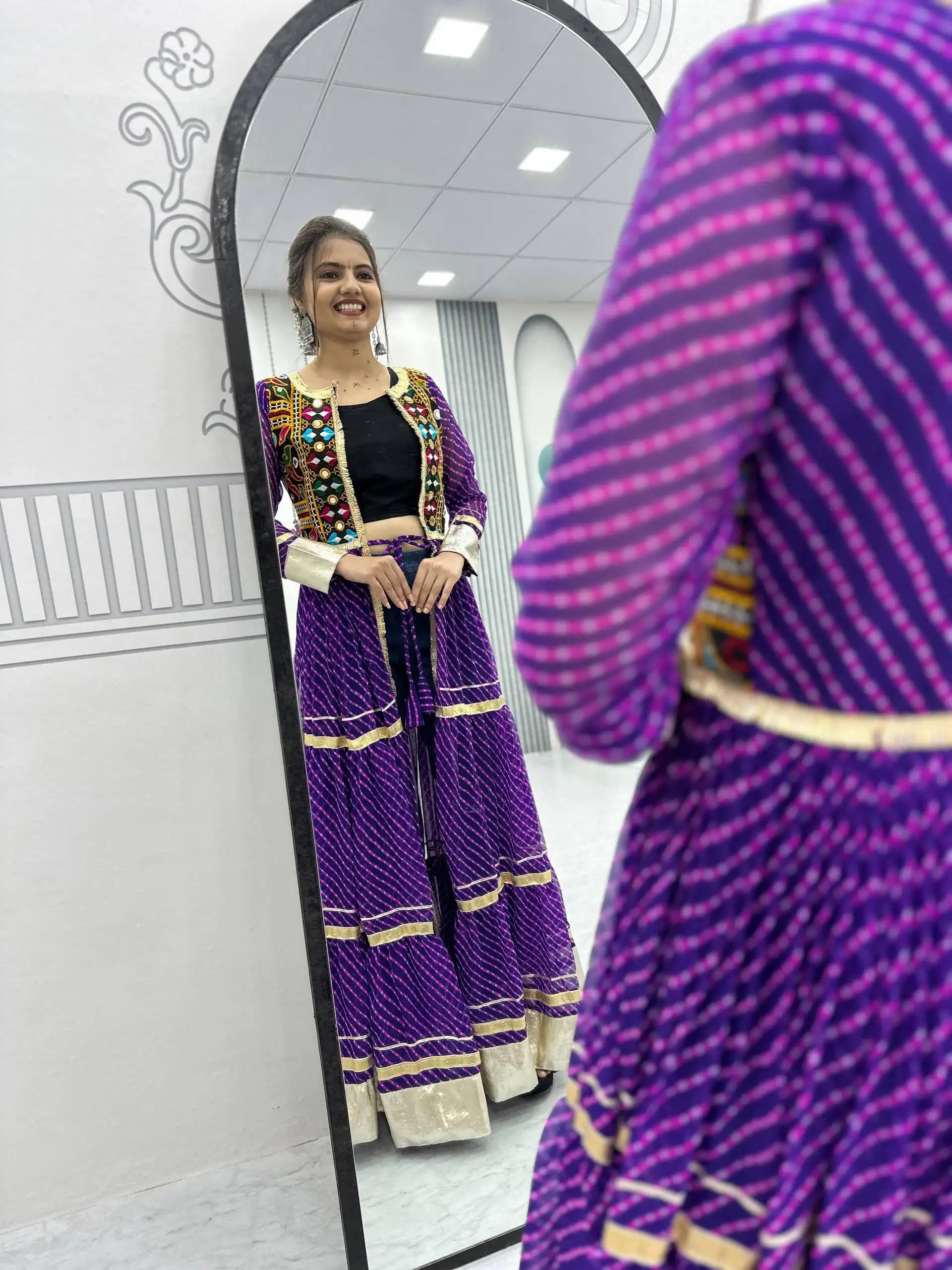 PC N48 Purple | Fox Georgette Kurti with Lace Work & Mirror Work. Affordable Price ₹2149. Delivery 4-6 Working Days. Shop now. | Kurti, Bollywood Kurti, Creative Kurtis, Designer Kurti, Party Wear Kurti, Selfie Kurti