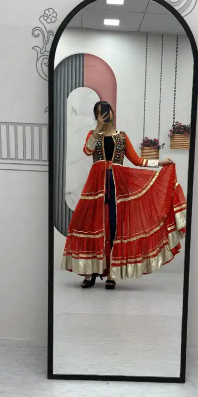 PC N48 Red | Fox Georgette Kurti with Lace Work & Mirror Work. Affordable Price ₹2149. Delivery 4-6 Working Days. Shop now. | Kurti, Bollywood Kurti, Creative Kurtis, Designer Kurti, Party Wear Kurti, Selfie Kurti