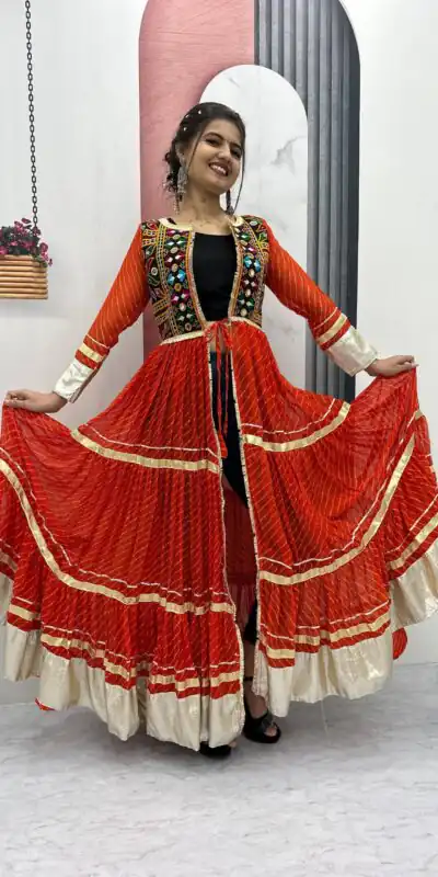 PC N48 Red | Fox Georgette Kurti with Lace Work & Mirror Work. Affordable Price ₹2149. Delivery 4-6 Working Days. Shop now. | Kurti, Bollywood Kurti, Creative Kurtis, Designer Kurti, Party Wear Kurti, Selfie Kurti