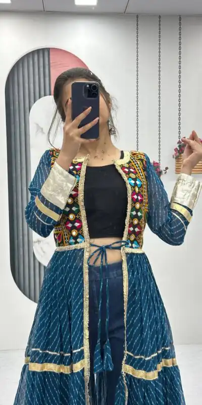 PC N48 Teal | Fox Georgette Kurti with Lace Work & Mirror Work. Affordable Price ₹2149. Delivery 4-6 Working Days. Shop now. | Kurti, Bollywood Kurti, Creative Kurtis, Designer Kurti, Party Wear Kurti, Selfie Kurti