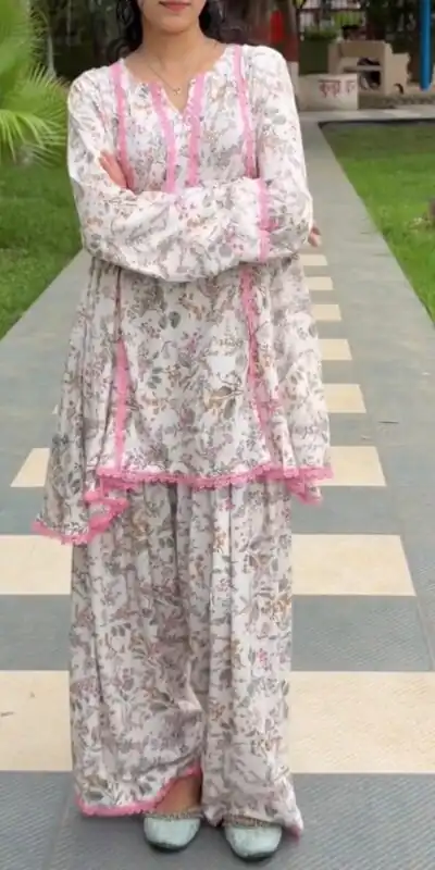 SRK 3180 Pink Natural Crep Lace Work & Digital Print Salwar Suit . Exclusive Offer ₹1949. Delivery 4-6 Working Days. Shop now. | Jump Suits, Salwar suit, Designer Suits, Casual Suits, Creative suits, Palazzo Suits, Party Wear Suits, Patiala Suits, Straight Suits