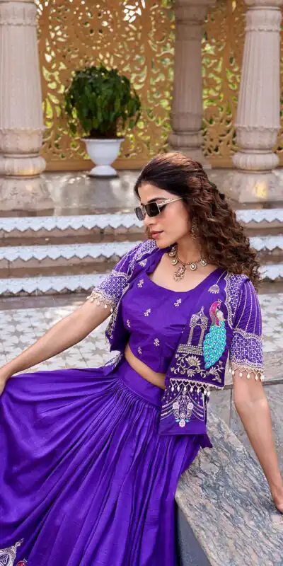 Ram 177 Purple in Color Vichitra Silk Embroidery Work Lehenga Choli . Now at just ₹3049. Delivery 4-6 Working Days. Shop now. | Lehenga, Bollywood Lehenga, Creative Lehenga, Designer Lehenga, Embroidered Lehenga, Party Wear Lehenga