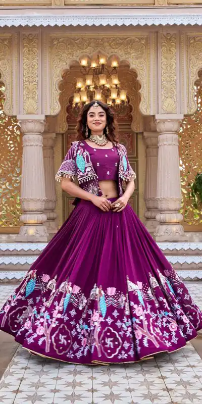 Ram 177 Wine in Color Vichitra Silk Embroidery Work Lehenga Choli . Now at just ₹3049. Delivery 4-6 Working Days. Shop now. | Lehenga, Bollywood Lehenga, Creative Lehenga, Designer Lehenga, Embroidered Lehenga, Party Wear Lehenga