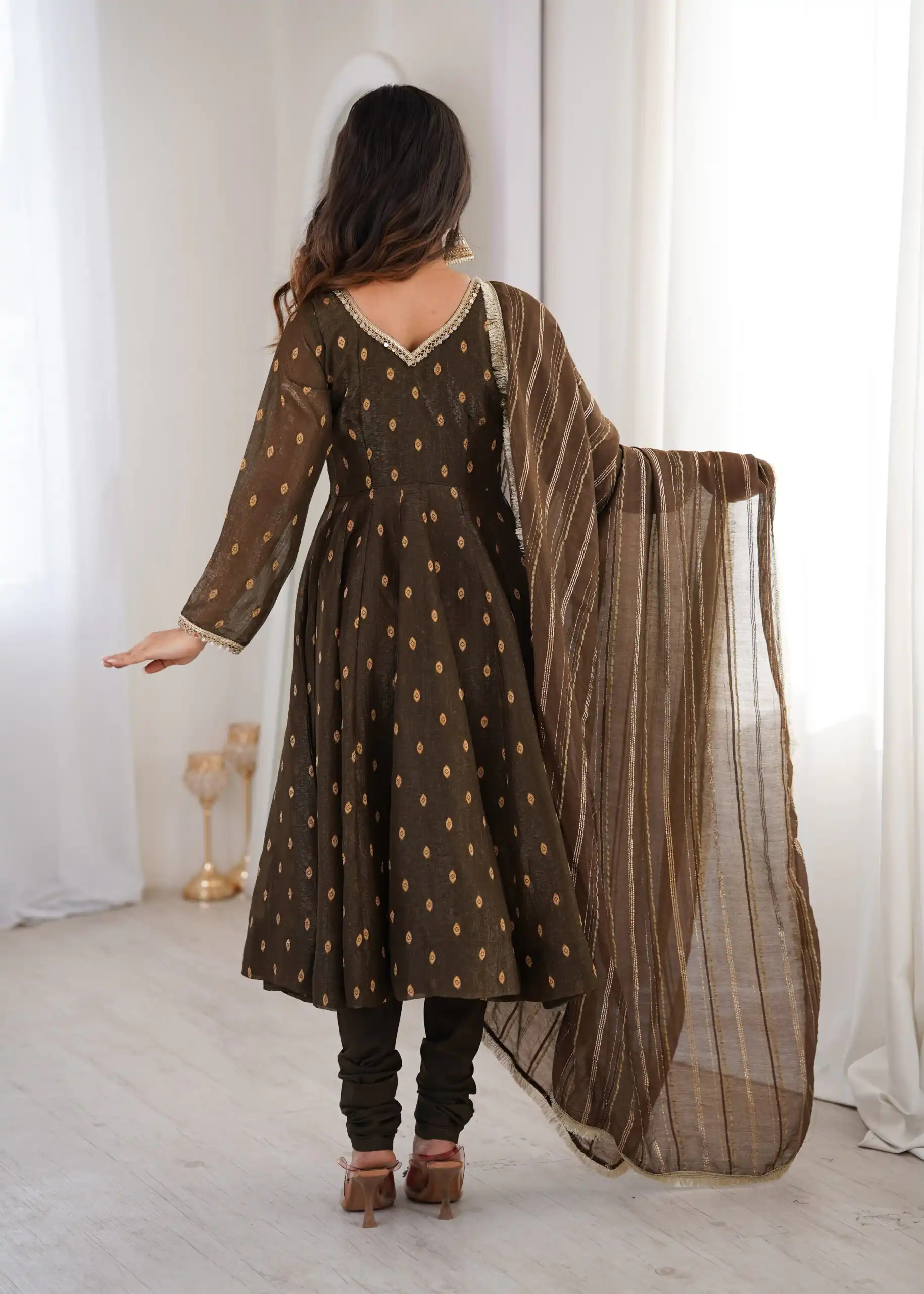 ZF 5021 Brown in Crunchy Silk Embroidery Work & Lace Work Gown . Special Price ₹2099. Delivery 4-6 Working Days. Shop now. | Gowns, Bollywood Gowns, Creative Gowns, Designer Gowns, Embroidered Gowns, Party Wear Gowns