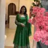 SSR 544 Green in Crunchy Silk Embroidery Work & Lace Work Gown . Special Price ₹2399. Delivery 4-6 Working Days. Shop now. | Gowns, Bollywood Gowns, Creative Gowns, Designer Gowns, Embroidered Gowns, Party Wear Gowns
