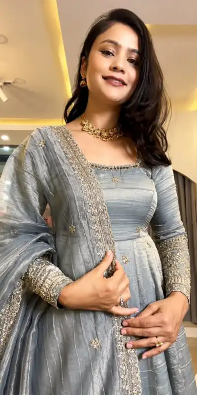 SSR 547 Grey in Crunchy Silk Embroidery Work & Lace Work Gown . Special Price ₹2399. Delivery 4-6 Working Days. Shop now. | Gowns, Bollywood Gowns, Creative Gowns, Designer Gowns, Embroidered Gowns, Party Wear Gowns