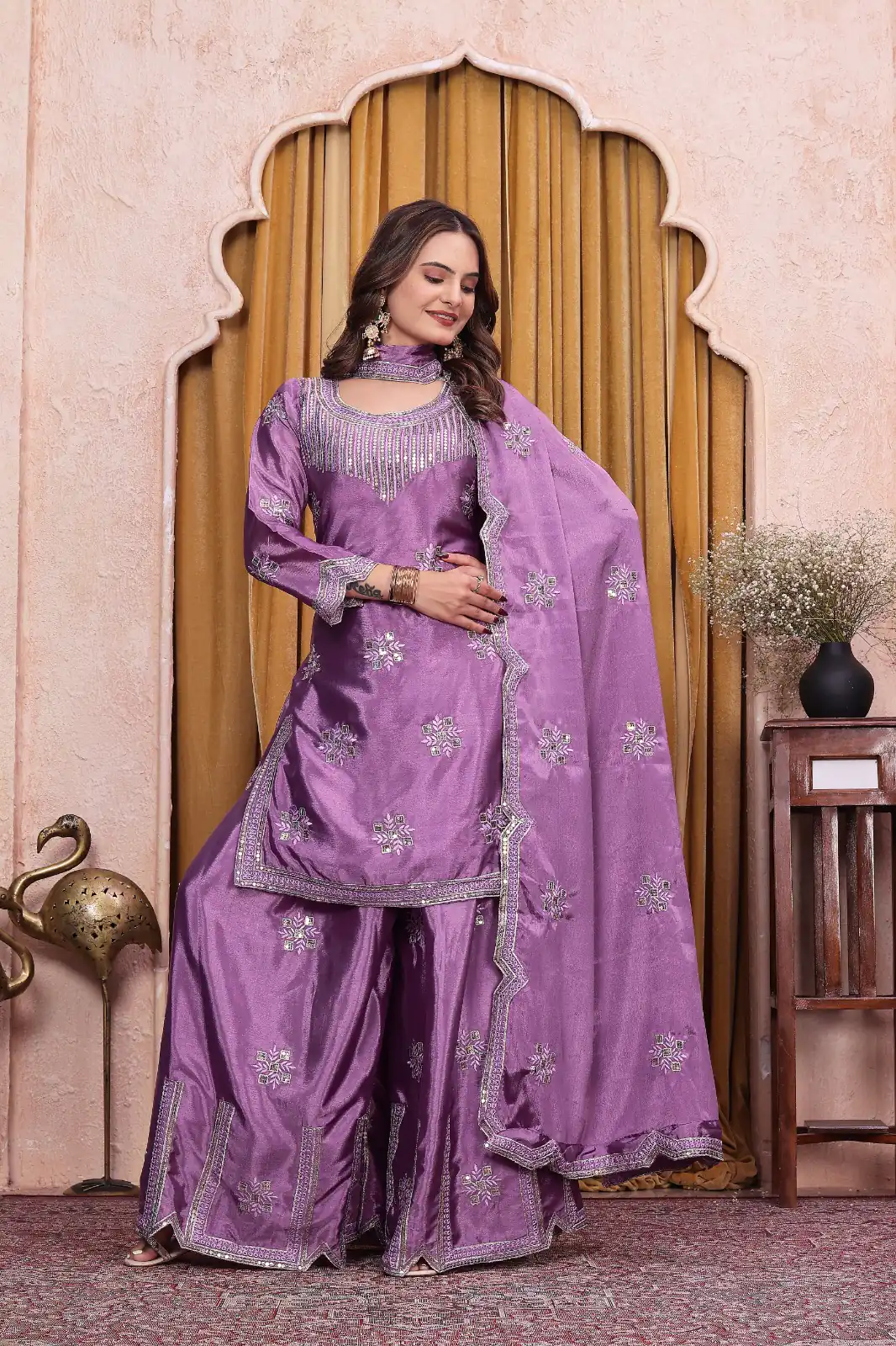 FE 142 Lavender in Chinon Embroidery Work & Sequins Work Salwar Suit . Special Price ₹2149. Delivery 4-6 Working Days. Shop now. | Jump Suits, Salwar suit, Designer Suits, Casual Suits, Creative suits, Palazzo Suits, Party Wear Suits, Patiala Suits, Straight Suits