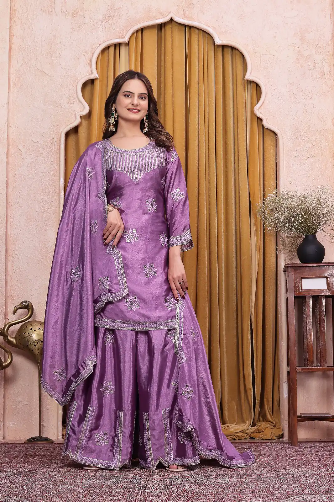 FE 142 Lavender in Chinon Embroidery Work & Sequins Work Salwar Suit . Special Price ₹2149. Delivery 4-6 Working Days. Shop now. | Jump Suits, Salwar suit, Designer Suits, Casual Suits, Creative suits, Palazzo Suits, Party Wear Suits, Patiala Suits, Straight Suits