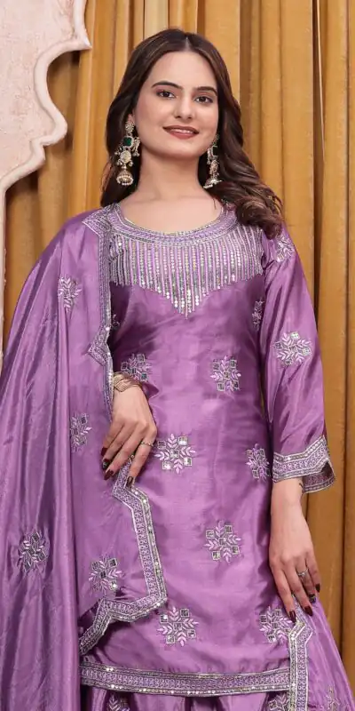 FE 142 Lavender in Chinon Embroidery Work & Sequins Work Salwar Suit . Special Price ₹2149. Delivery 4-6 Working Days. Shop now. | Jump Suits, Salwar suit, Designer Suits, Casual Suits, Creative suits, Palazzo Suits, Party Wear Suits, Patiala Suits, Straight Suits