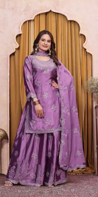 FE 142 Lavender in Chinon Embroidery Work & Sequins Work Salwar Suit . Special Price ₹2149. Delivery 4-6 Working Days. Shop now. | Jump Suits, Salwar suit, Designer Suits, Casual Suits, Creative suits, Palazzo Suits, Party Wear Suits, Patiala Suits, Straight Suits