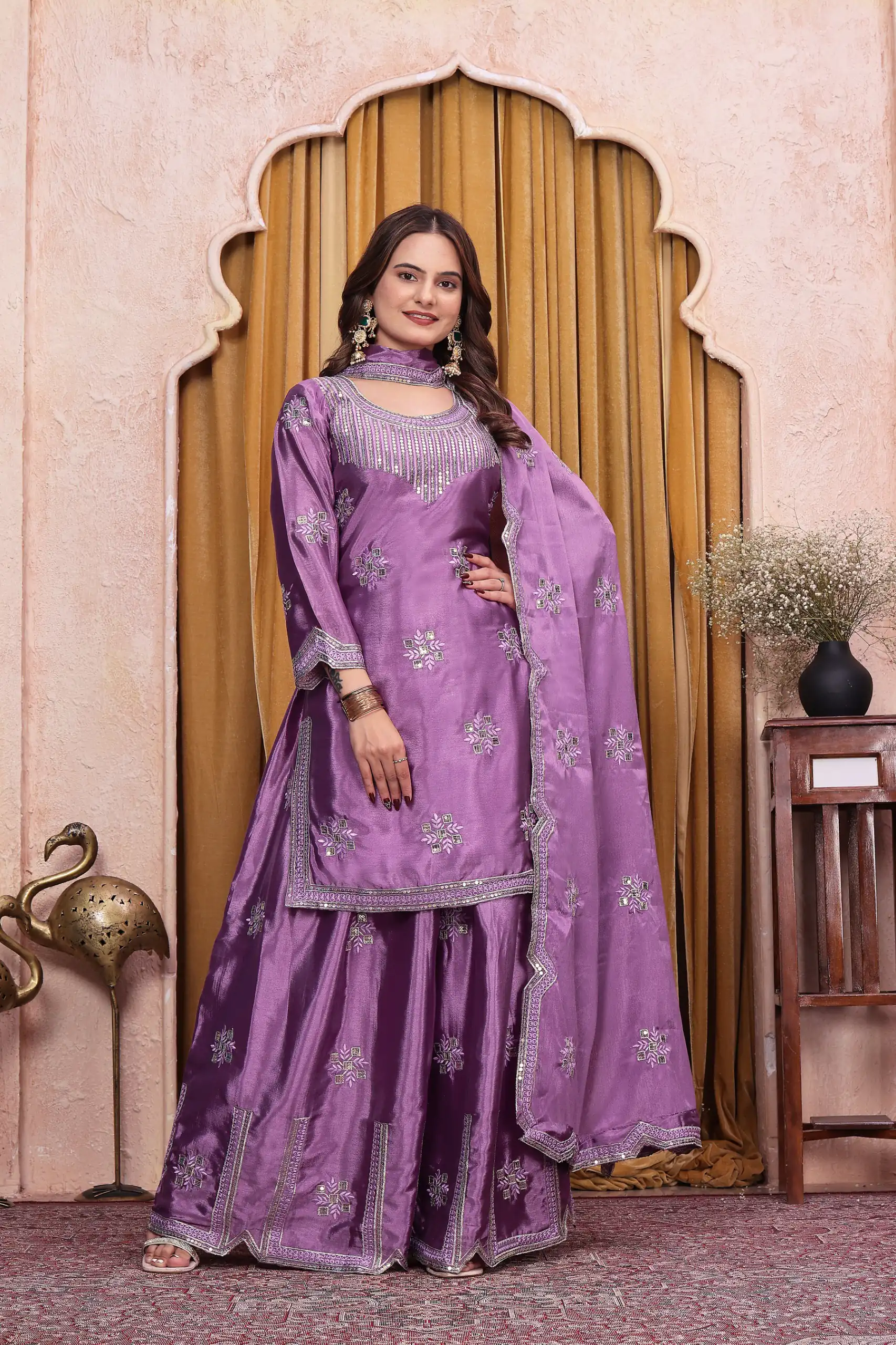 FE 142 Lavender in Chinon Embroidery Work & Sequins Work Salwar Suit . Special Price ₹2149. Delivery 4-6 Working Days. Shop now. | Jump Suits, Salwar suit, Designer Suits, Casual Suits, Creative suits, Palazzo Suits, Party Wear Suits, Patiala Suits, Straight Suits