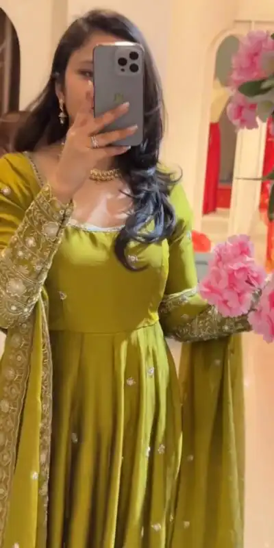 SSR 544 Lime Yellow in Crunchy Silk Embroidery Work & Lace Work Gown . Special Price ₹2399. Delivery 4-6 Working Days. Shop now. | Gowns, Bollywood Gowns, Creative Gowns, Designer Gowns, Embroidered Gowns, Party Wear Gowns