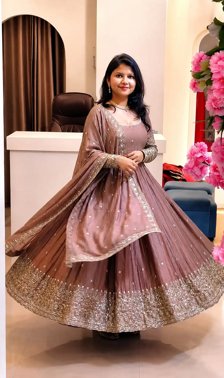 SSR 544 Onion in Crunchy Silk Embroidery Work & Lace Work Gown . Special Price ₹2399. Delivery 4-6 Working Days. Shop now. | Gowns, Bollywood Gowns, Creative Gowns, Designer Gowns, Embroidered Gowns, Party Wear Gowns