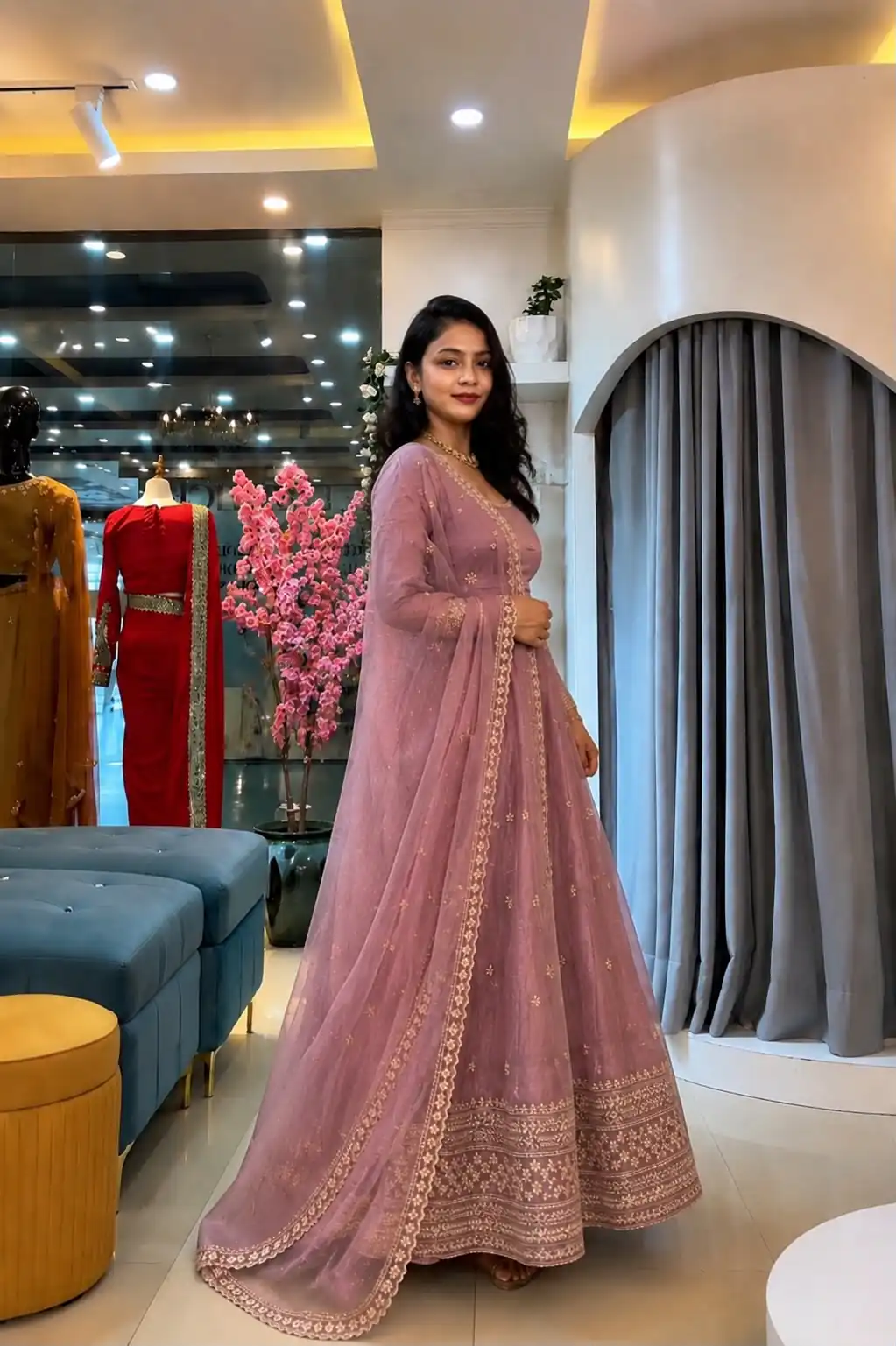 SSR 547 Pink in Crunchy Silk Embroidery Work & Lace Work Gown . Special Price ₹2399. Delivery 4-6 Working Days. Shop now. | Gowns, Bollywood Gowns, Creative Gowns, Designer Gowns, Embroidered Gowns, Party Wear Gowns