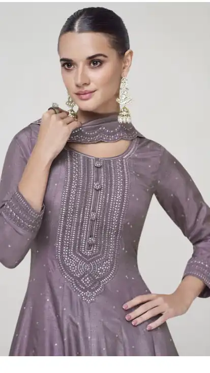 FC 10011 Purple Vichitra Silk Gown Perfect for Wedding, Party, Holi, Anniversary, Mehendi –. Grab it for ₹2649. Delivery 4-6 Working Days. Shop now. | Gowns, Bollywood Gowns, Creative Gowns, Designer Gowns, Embroidered Gowns, Party Wear Gowns