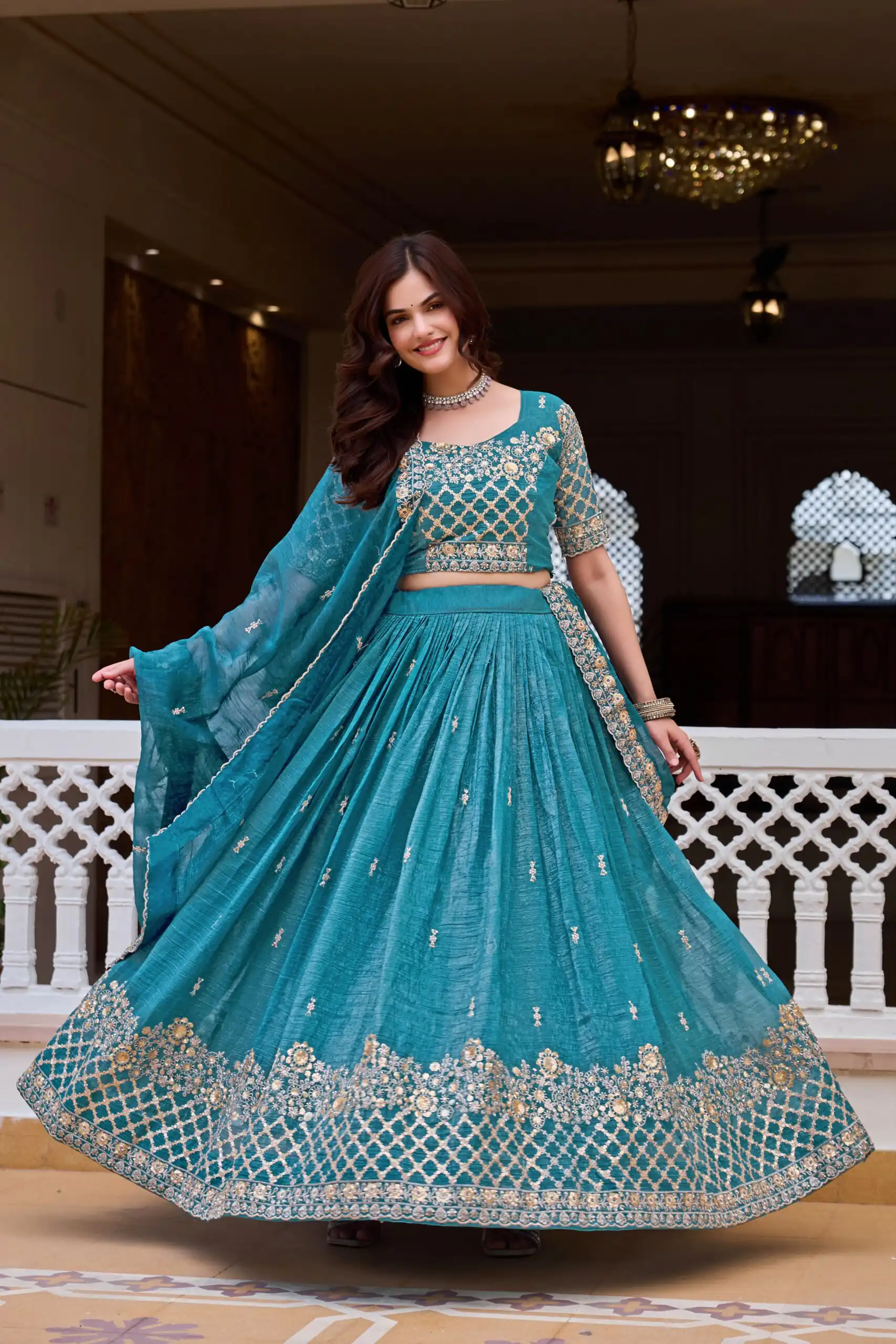 Ram 180 Teal Pure Crunchy Lehenga Choli Perfect for Wedding, Party, Baisakhi, Pongal, Sangeet – . Now at just ₹2549. Delivery 4-6 Working Days. Shop | Lehenga, Bollywood Lehenga, Creative Lehenga, Designer Lehenga, Embroidered Lehenga, Party Wear Lehenga