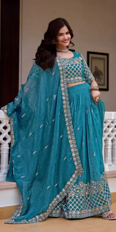 Ram 180 Teal Pure Crunchy Lehenga Choli Perfect for Wedding, Party, Baisakhi, Pongal, Sangeet – . Now at just ₹2549. Delivery 4-6 Working Days. Shop | Lehenga, Bollywood Lehenga, Creative Lehenga, Designer Lehenga, Embroidered Lehenga, Party Wear Lehenga