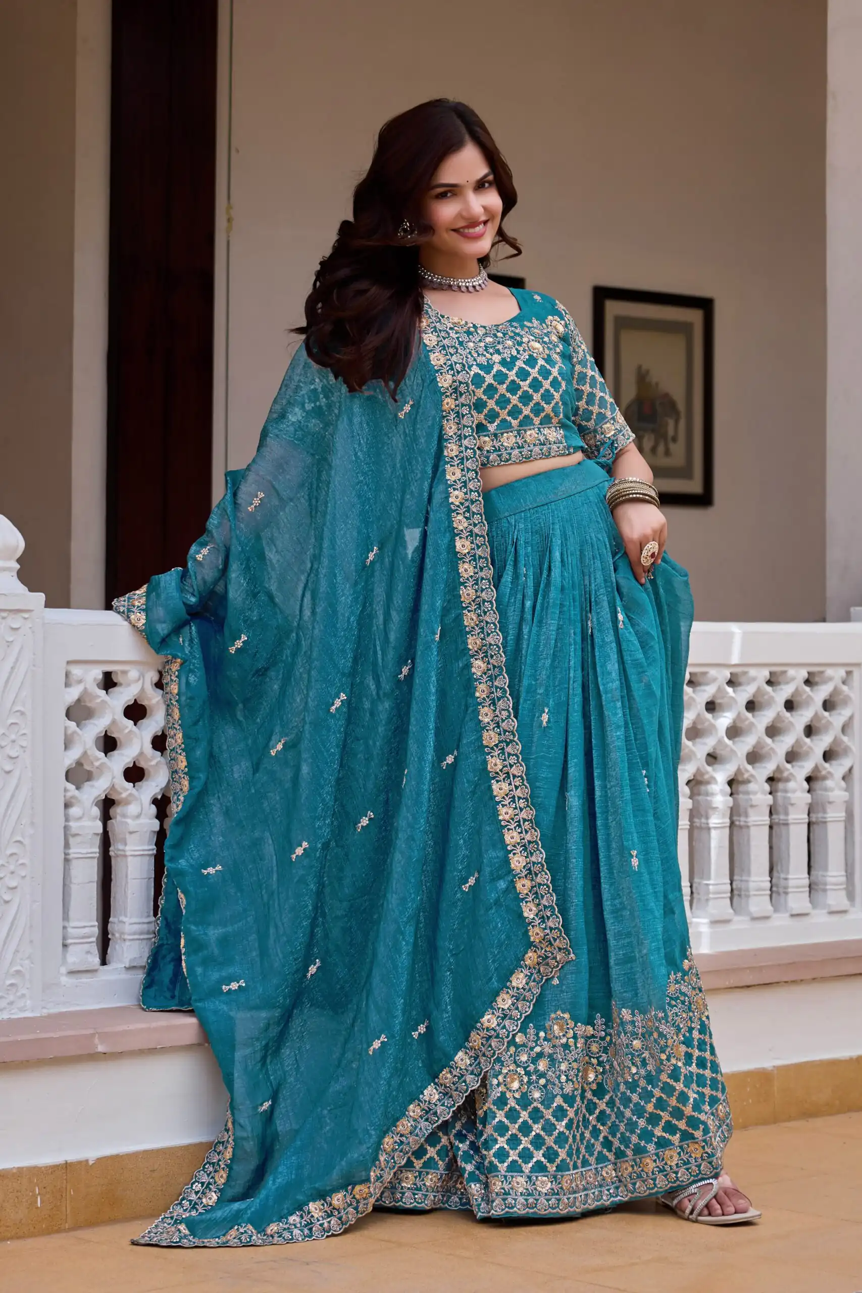 Ram 180 Teal Pure Crunchy Lehenga Choli Perfect for Wedding, Party, Baisakhi, Pongal, Sangeet – . Now at just ₹2549. Delivery 4-6 Working Days. Shop | Lehenga, Bollywood Lehenga, Creative Lehenga, Designer Lehenga, Embroidered Lehenga, Party Wear Lehenga