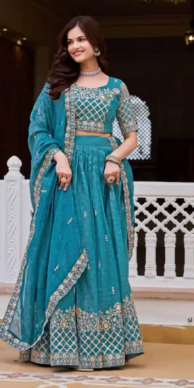 Ram 180 Teal Pure Crunchy Lehenga Choli Perfect for Wedding, Party, Baisakhi, Pongal, Sangeet – . Now at just ₹2549. Delivery 4-6 Working Days. Shop | Lehenga, Bollywood Lehenga, Creative Lehenga, Designer Lehenga, Embroidered Lehenga, Party Wear Lehenga