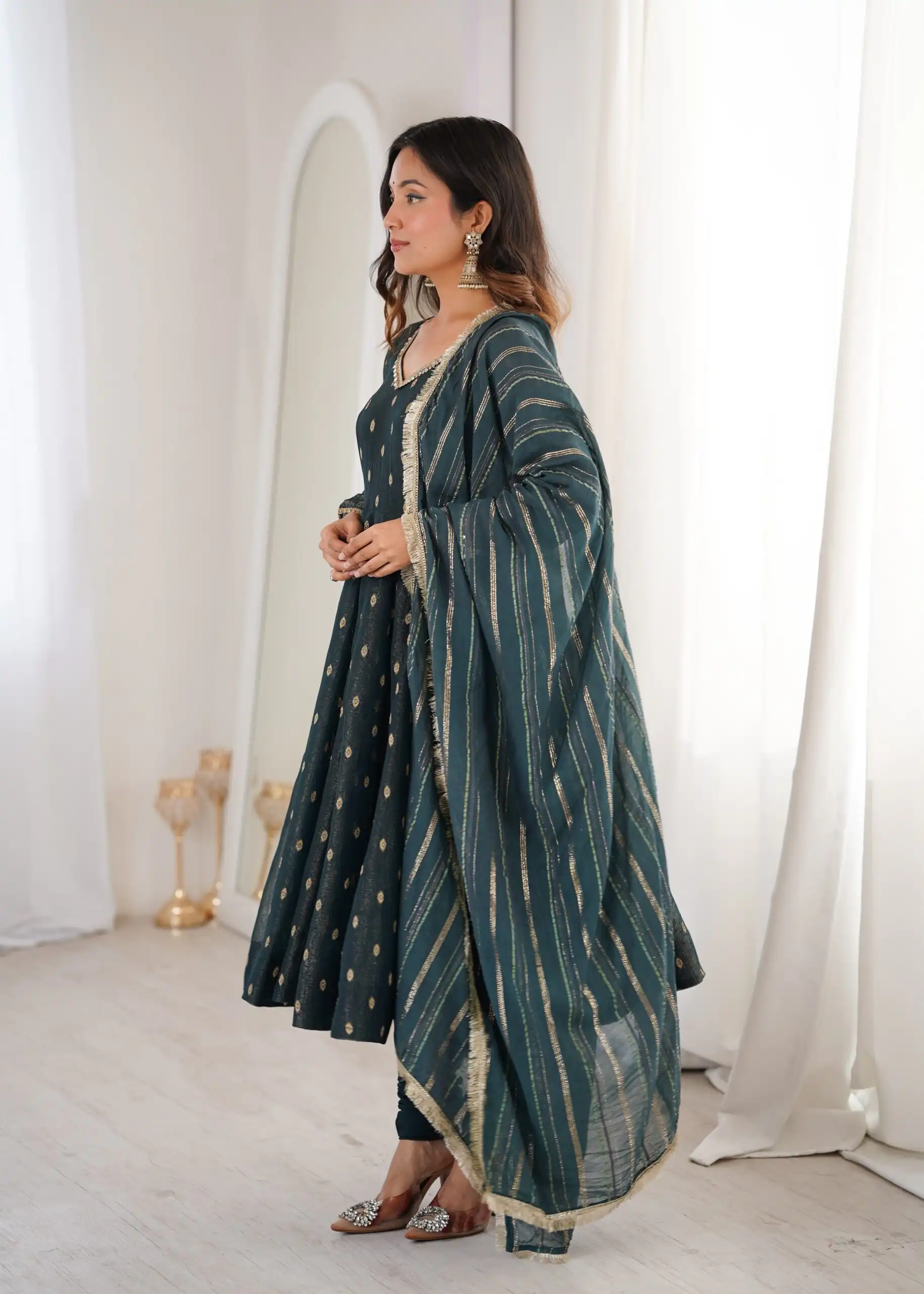 ZF 5021 Teal in Crunchy Silk Embroidery Work & Lace Work Gown . Special Price ₹2099. Delivery 4-6 Working Days. Shop now. | Gowns, Bollywood Gowns, Creative Gowns, Designer Gowns, Embroidered Gowns, Party Wear Gowns