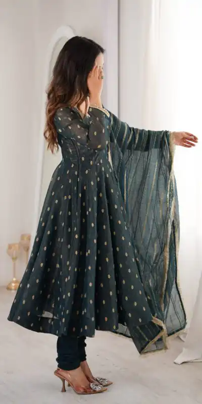 ZF 5021 Teal in Crunchy Silk Embroidery Work & Lace Work Gown . Special Price ₹2099. Delivery 4-6 Working Days. Shop now. | Gowns, Bollywood Gowns, Creative Gowns, Designer Gowns, Embroidered Gowns, Party Wear Gowns