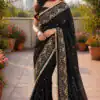 BT 446 Black Black Star Georgette Saree with Lace Work & Embroidery Work. Festive Deal ₹1799. Delivery 4-6 Working Days. Shop now. | Sarees, Bollywood Sarees, Creative Sarees, Designer Sarees, Embroidered Sarees, Ethnic Saree, Modern Digital sarees, Party Wear Sarees
