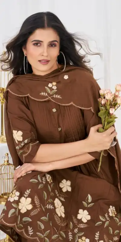 DIVA 159 Brown with Embroidery Work & Cut Work Brown Pure Cotton Salwar Suit . Exclusive Offer ₹2499. Delivery 4-6 Working Days. Shop now. | Jump Suits, Salwar suit, Designer Suits, Casual Suits, Creative suits, Palazzo Suits, Party Wear Suits, Patiala Suits, Straight Suits