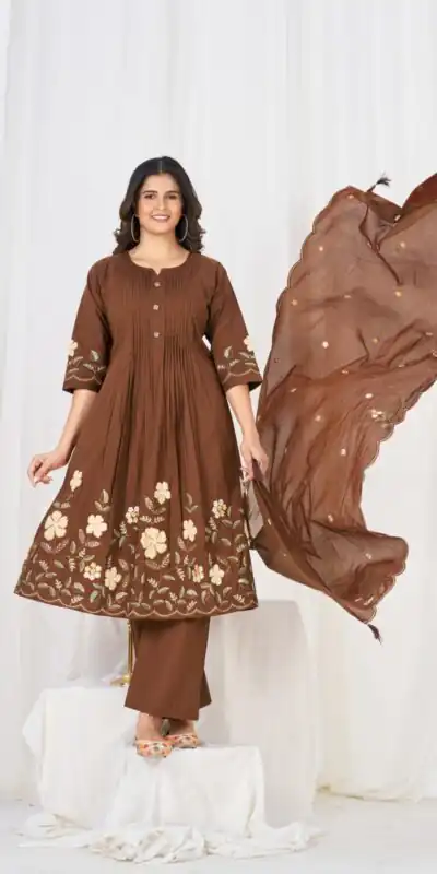 DIVA 159 Brown with Embroidery Work & Cut Work Brown Pure Cotton Salwar Suit . Exclusive Offer ₹2499. Delivery 4-6 Working Days. Shop now. | Jump Suits, Salwar suit, Designer Suits, Casual Suits, Creative suits, Palazzo Suits, Party Wear Suits, Patiala Suits, Straight Suits