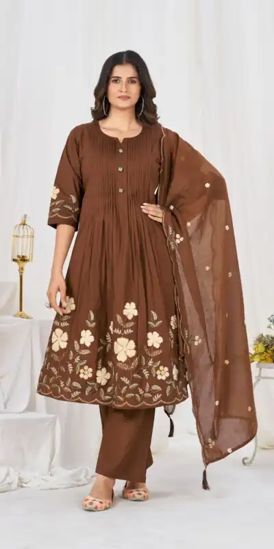 DIVA 159 Brown with Embroidery Work & Cut Work Brown Pure Cotton Salwar Suit . Exclusive Offer ₹2499. Delivery 4-6 Working Days. Shop now. | Jump Suits, Salwar suit, Designer Suits, Casual Suits, Creative suits, Palazzo Suits, Party Wear Suits, Patiala Suits, Straight Suits