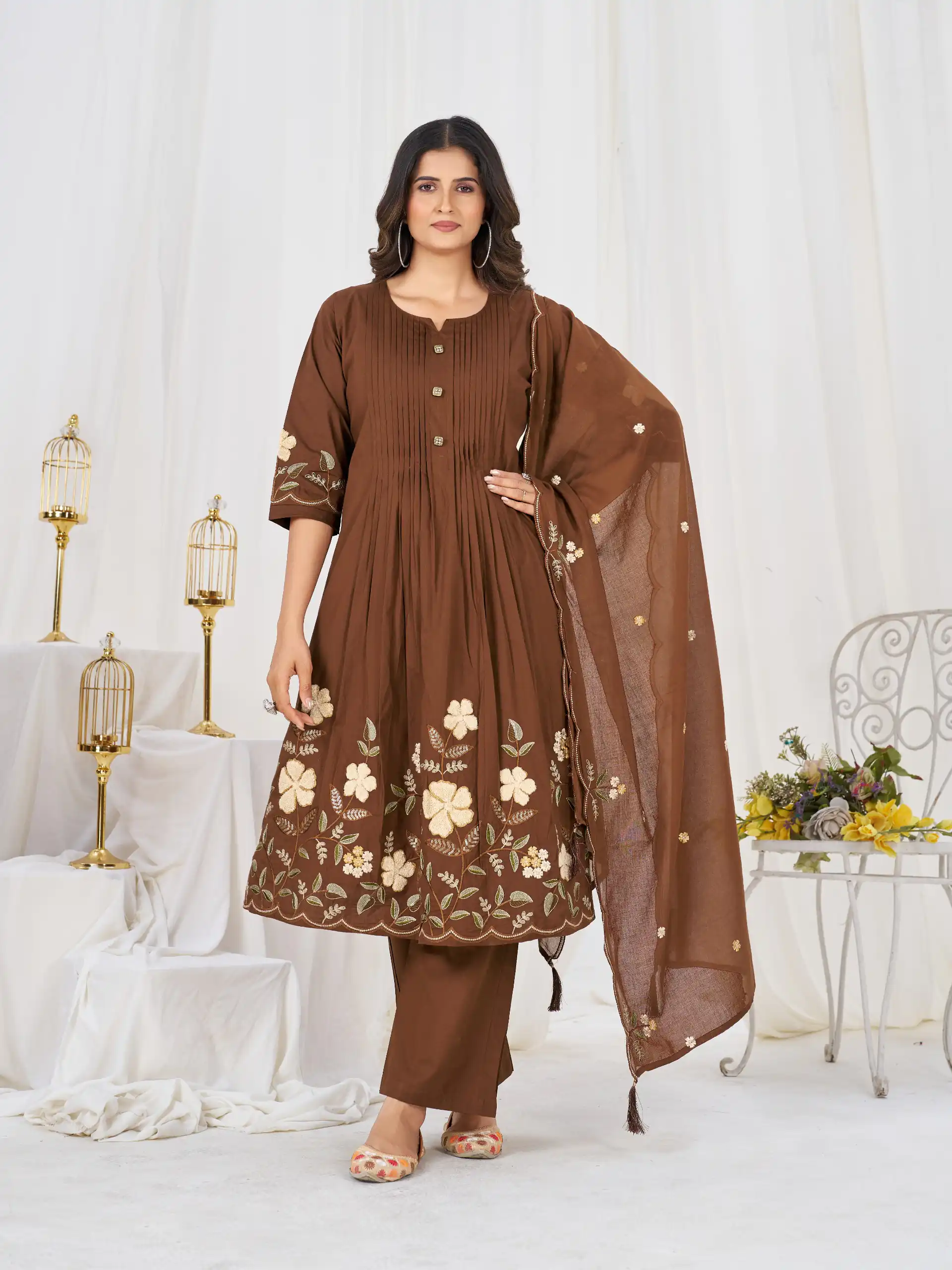 DIVA 159 Brown with Embroidery Work & Cut Work Brown Pure Cotton Salwar Suit . Exclusive Offer ₹2499. Delivery 4-6 Working Days. Shop now. | Jump Suits, Salwar suit, Designer Suits, Casual Suits, Creative suits, Palazzo Suits, Party Wear Suits, Patiala Suits, Straight Suits