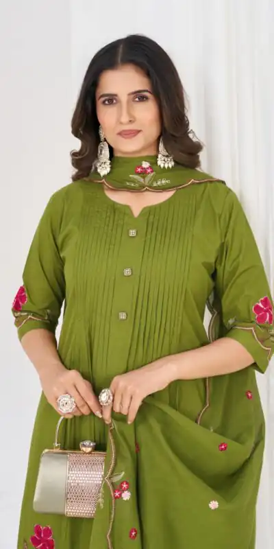 DIVA 159 Green with Embroidery Work & Cut Work Brown Pure Cotton Salwar Suit . Exclusive Offer ₹2499. Delivery 4-6 Working Days. Shop now. | Jump Suits, Salwar suit, Designer Suits, Casual Suits, Creative suits, Palazzo Suits, Party Wear Suits, Patiala Suits, Straight Suits