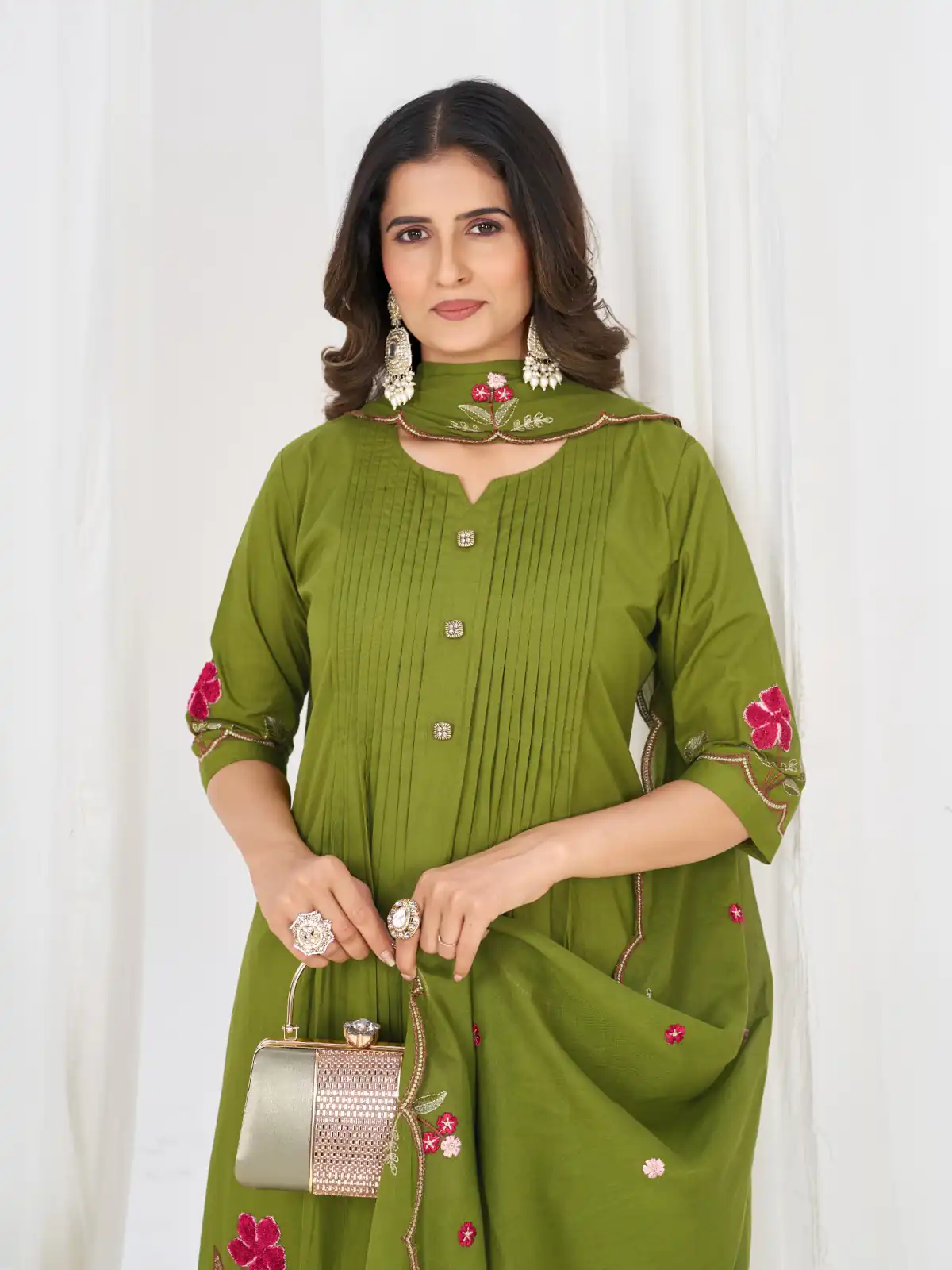 DIVA 159 Green with Embroidery Work & Cut Work Brown Pure Cotton Salwar Suit . Exclusive Offer ₹2499. Delivery 4-6 Working Days. Shop now. | Jump Suits, Salwar suit, Designer Suits, Casual Suits, Creative suits, Palazzo Suits, Party Wear Suits, Patiala Suits, Straight Suits