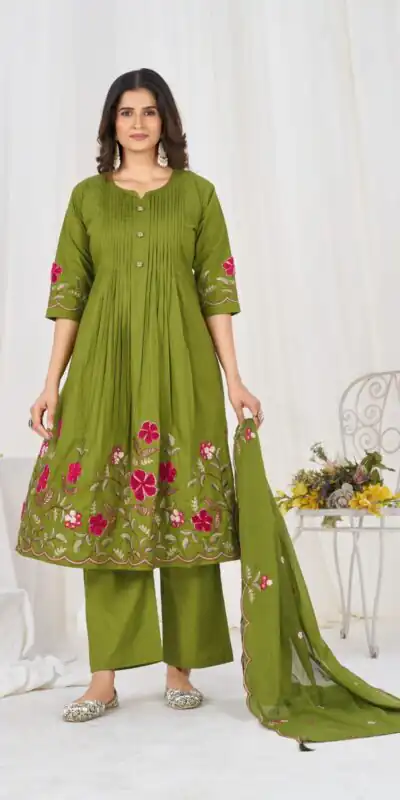 DIVA 159 Green with Embroidery Work & Cut Work Brown Pure Cotton Salwar Suit . Exclusive Offer ₹2499. Delivery 4-6 Working Days. Shop now. | Jump Suits, Salwar suit, Designer Suits, Casual Suits, Creative suits, Palazzo Suits, Party Wear Suits, Patiala Suits, Straight Suits