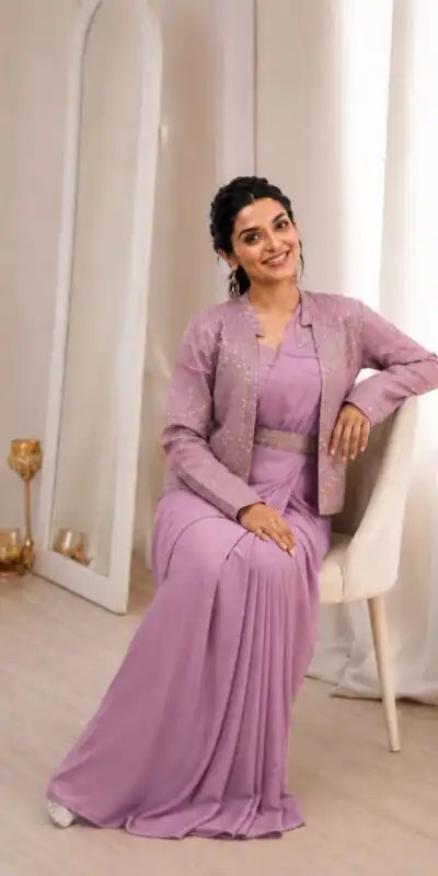 BB 72 Lavender Crap Silk Saree with Sequins Work & Embroidery Work. Festive Deal ₹2399. Delivery 4-6 Working Days. Shop now. | Sarees, Bollywood Sarees, Creative Sarees, Designer Sarees, Embroidered Sarees, Ethnic Saree, Modern Digital sarees, Party Wear Sarees