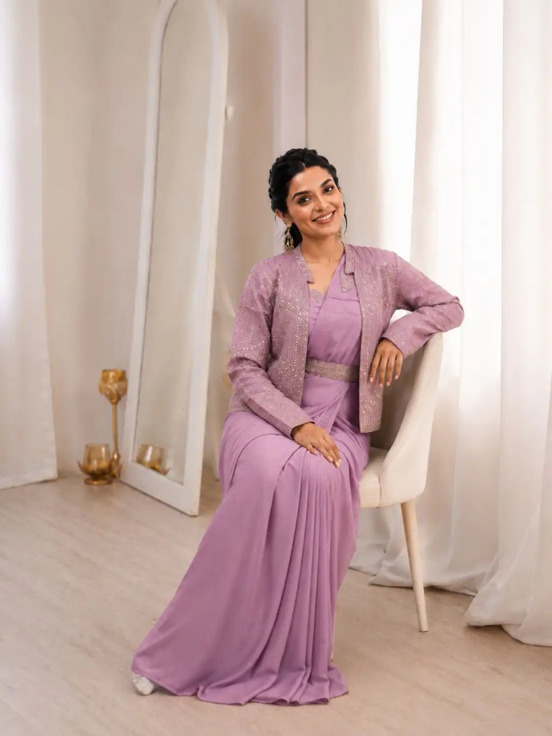 BB 72 Lavender Crap Silk Saree with Sequins Work & Embroidery Work. Festive Deal ₹2399. Delivery 4-6 Working Days. Shop now. | Sarees, Bollywood Sarees, Creative Sarees, Designer Sarees, Embroidered Sarees, Ethnic Saree, Modern Digital sarees, Party Wear Sarees
