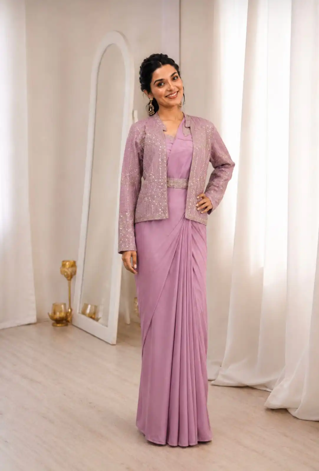 BB 72 Lavender Crap Silk Saree with Sequins Work & Embroidery Work. Festive Deal ₹2399. Delivery 4-6 Working Days. Shop now. | Sarees, Bollywood Sarees, Creative Sarees, Designer Sarees, Embroidered Sarees, Ethnic Saree, Modern Digital sarees, Party Wear Sarees