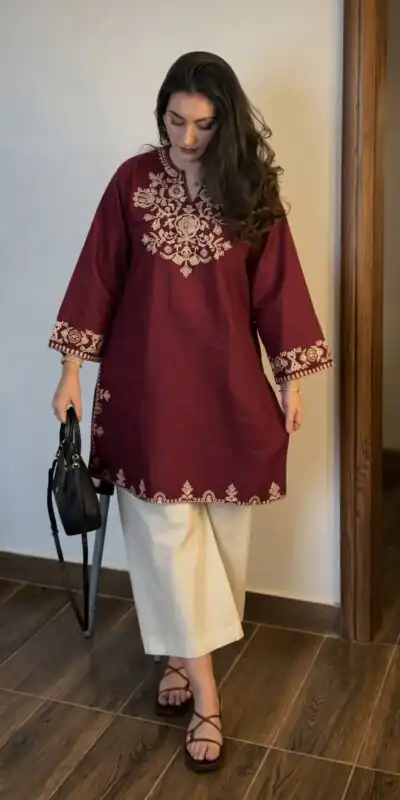 MF 1000 Maroon Colour Rayon Cotton Kurti with Embroidery Work. Introductory Price ₹1449. Delivery 4-6 Working Days. Shop now. | Kurti, Bollywood Kurti, Creative Kurtis, Designer Kurti, Party Wear Kurti, Selfie Kurti